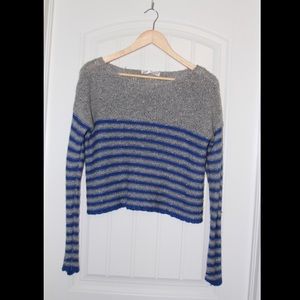 Gray and Blue Striped Sweater